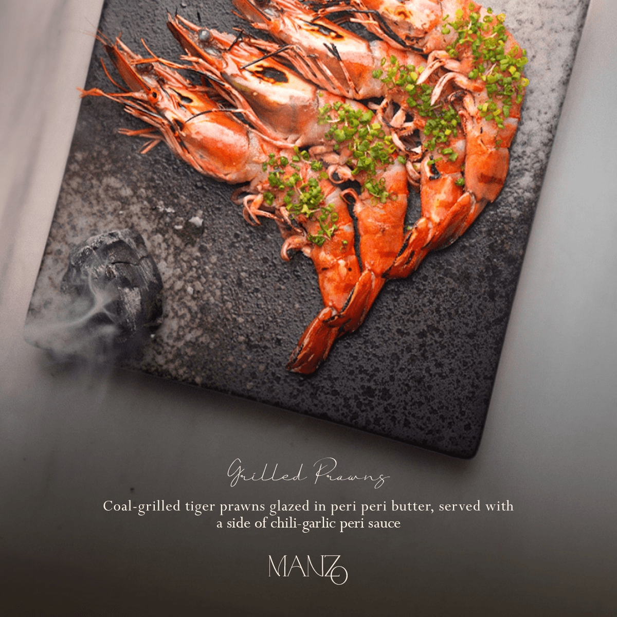 Coal-grilled Tiger Prawns